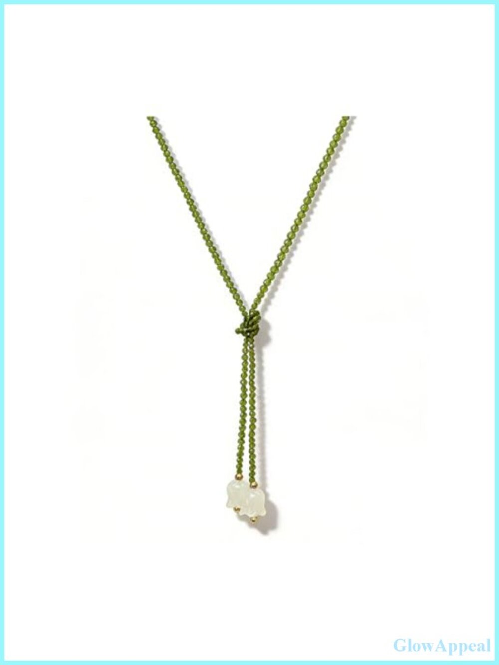Lily of the Valley Y Necklace Beaded Flower Lariat Choker Women Boho 30 Inch